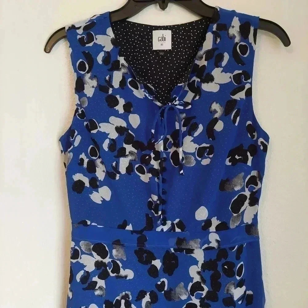 Cabi Untamed Floral Print Blue Dress XS Style #5576 - Picture 3 of 9